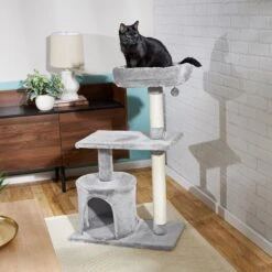 Frisco 38-in Cat Tree With Condo, Top Perch & Toy