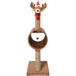 Frisco Holiday 52.3-in Reindeer Cat Scratching Post & Tunnel -Cat Supplies Store 236569 PT3. AC SS1800 V1601332856