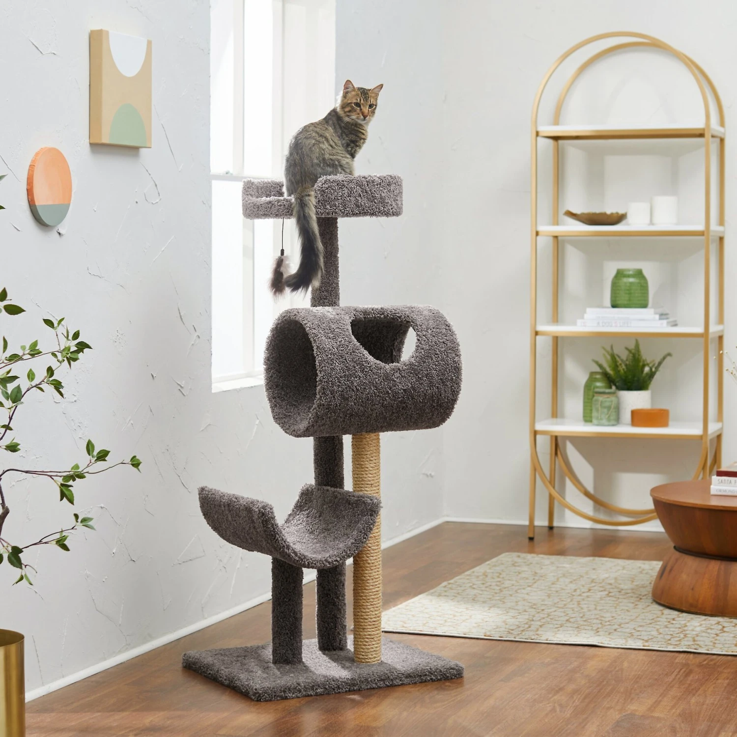 Frisco Real Carpet Cat Tree With Tunnel 3 Frisco Real Carpet Cat Tree With Tunnel