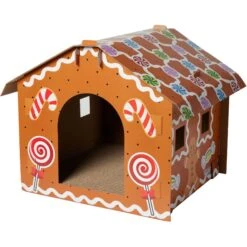 Cat Supplies Store 39 Frisco Holiday Gingerbread House Cardboard Cat House Cat Toy