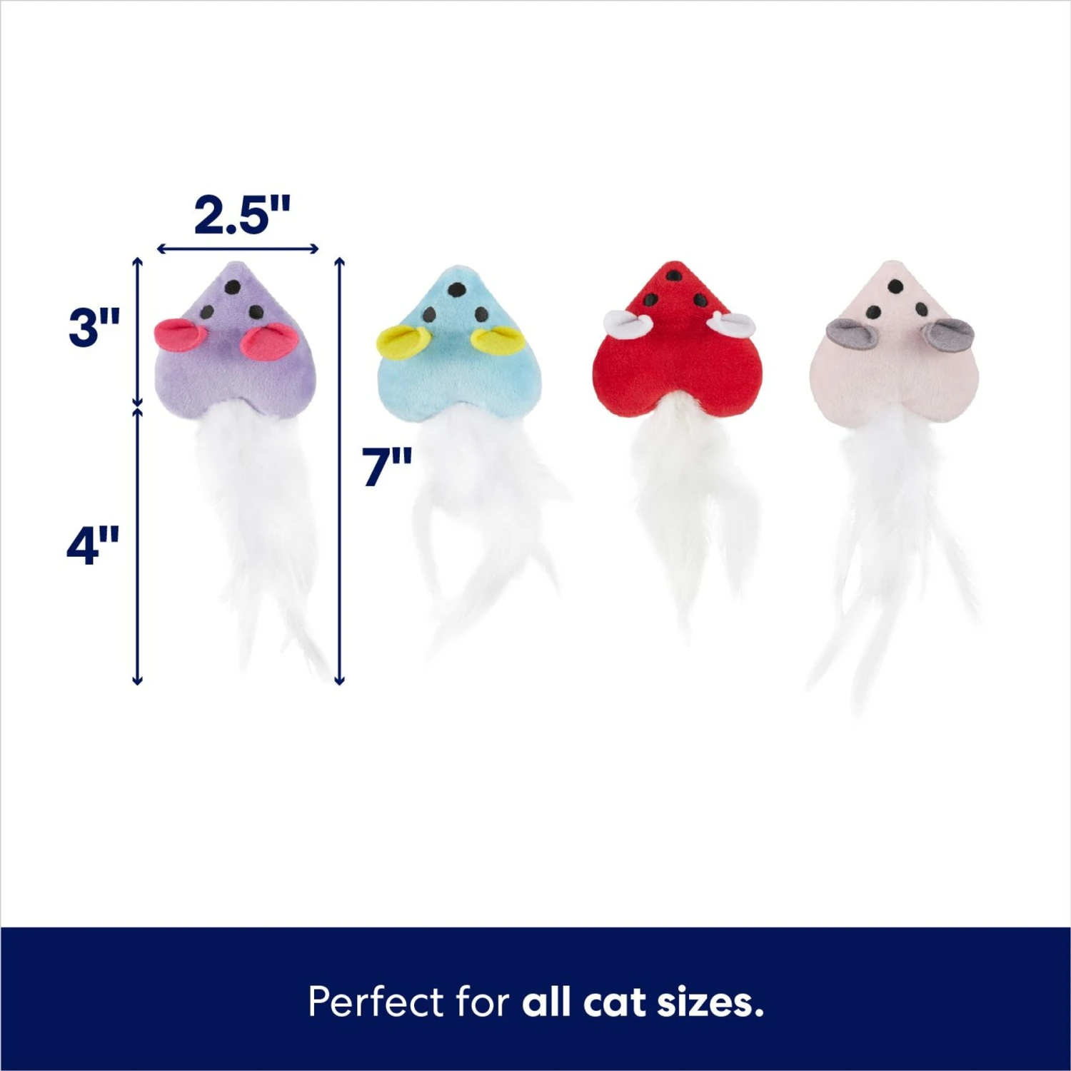 Frisco Valentine Heart Mice Plush Cat Toy With Catnip 4 Frisco Valentine Heart Mice Plush Cat Toy With Catnip - Image 2