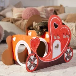 Frisco Valentine Love Carriage Cardboard Cat House, 2-Story -Cat Supplies Store 301565 PT4. AC SS1800 V1701364873