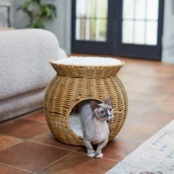 Cat Supplies Store 16 Frisco Round Wicker Cat Condo With Top Perch